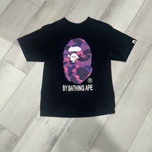 Bape Black Tee with Purple Camo Graphic